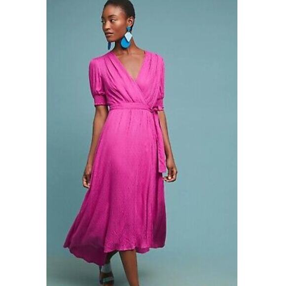 anthropologie maeve magenta midi dress - Picture 1 of 2